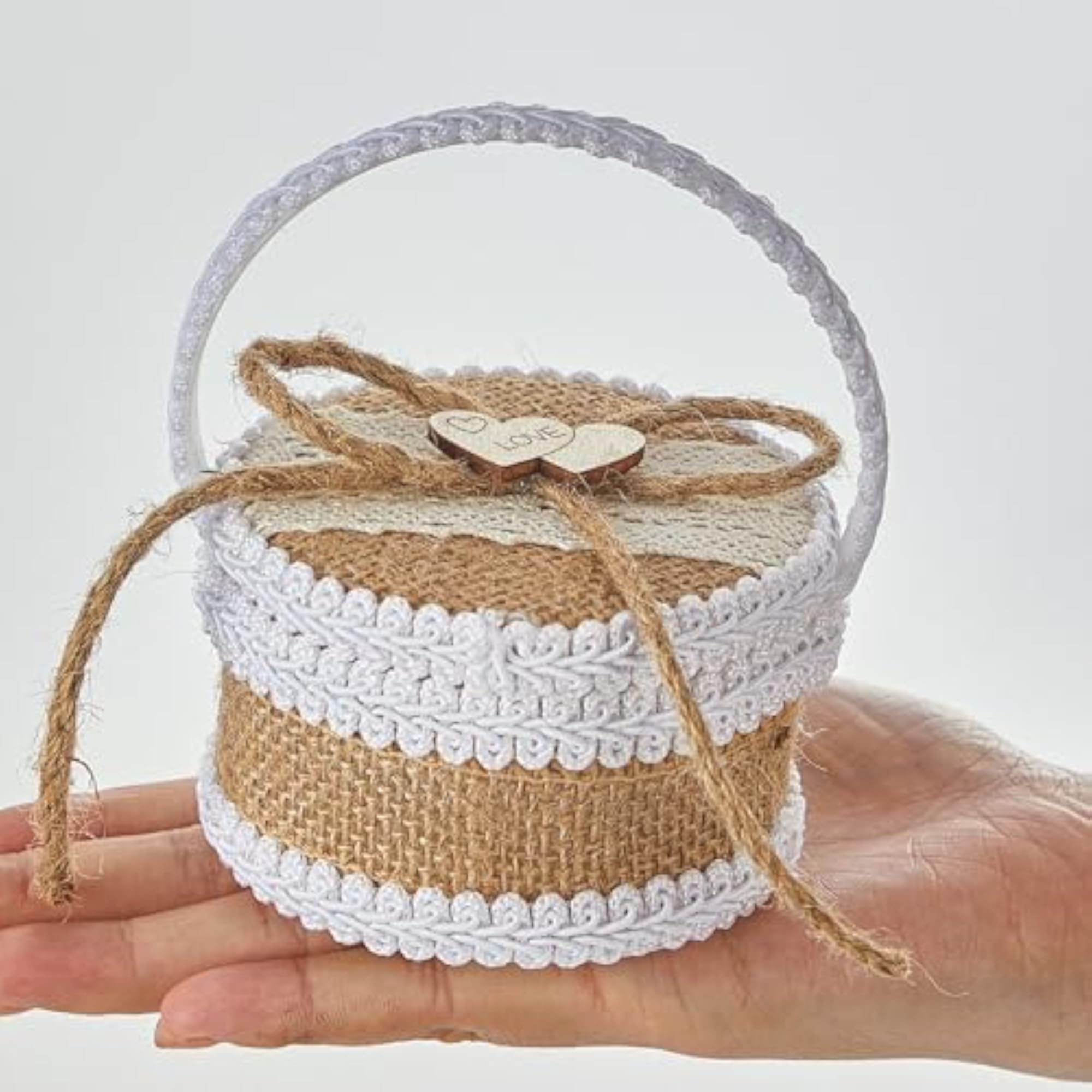 Wedding Ring Bearer Box with 2 Rings Slot for Ceremonies